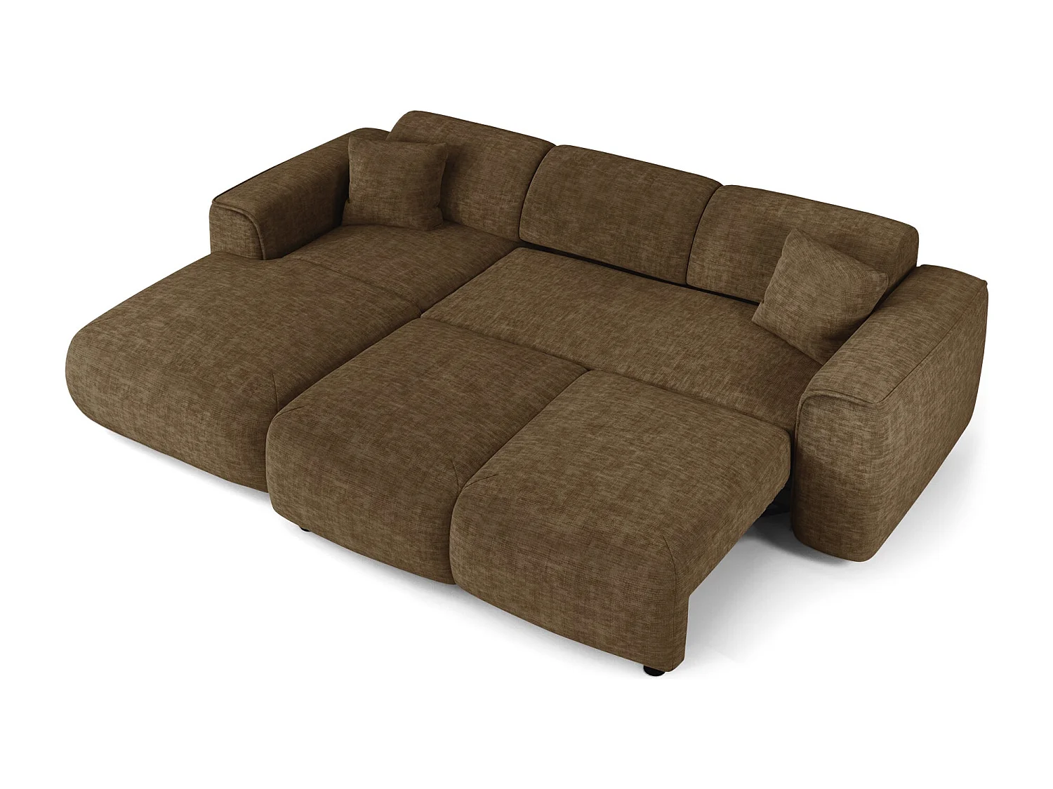 Canapé convertible angle gauche 5 places velours texturé brun expresso YUMA