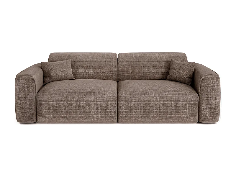 Canapé convertible 4 places velours gaufré taupe YUMA