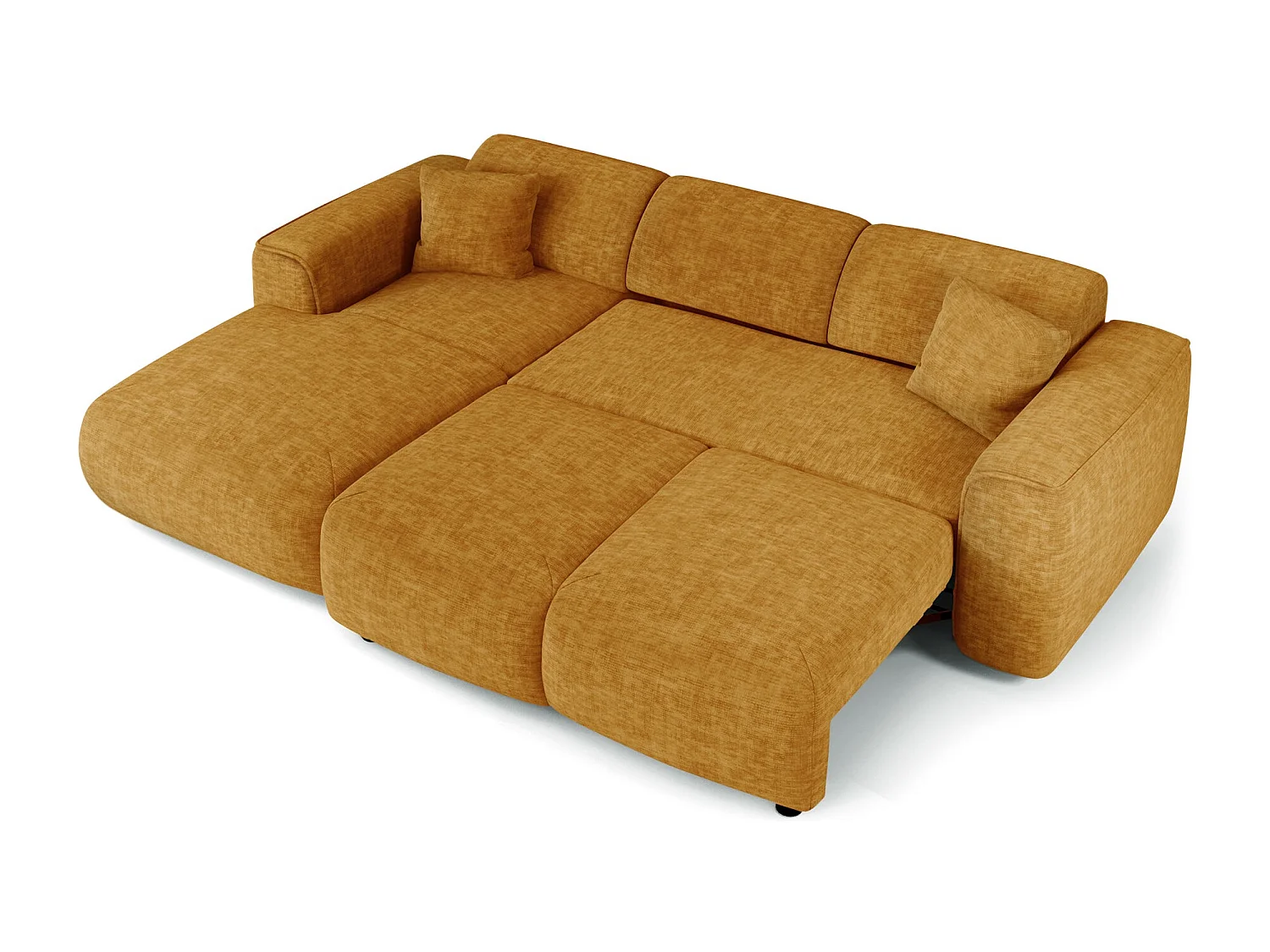 Canapé convertible angle gauche 5 places velours texturé moutarde YUMA