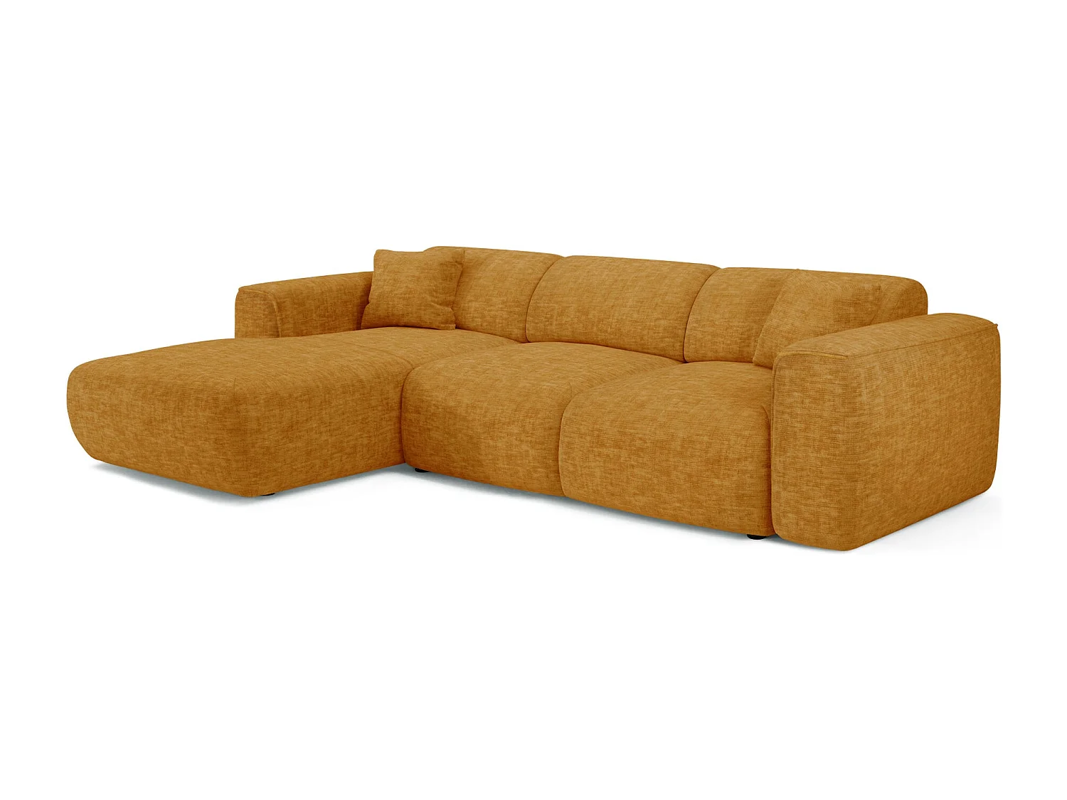Canapé convertible angle gauche 5 places YUMA en velours texturé moutarde