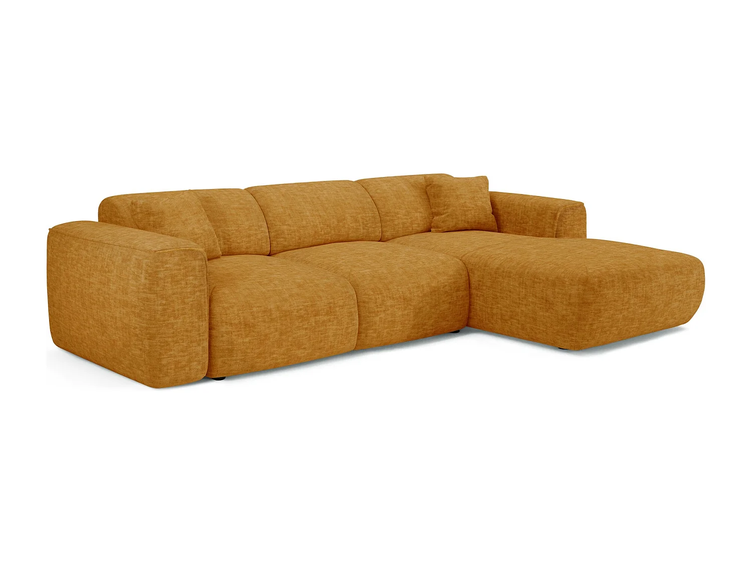 Canapé convertible angle droit 5 places velours texturé moutarde YUMA