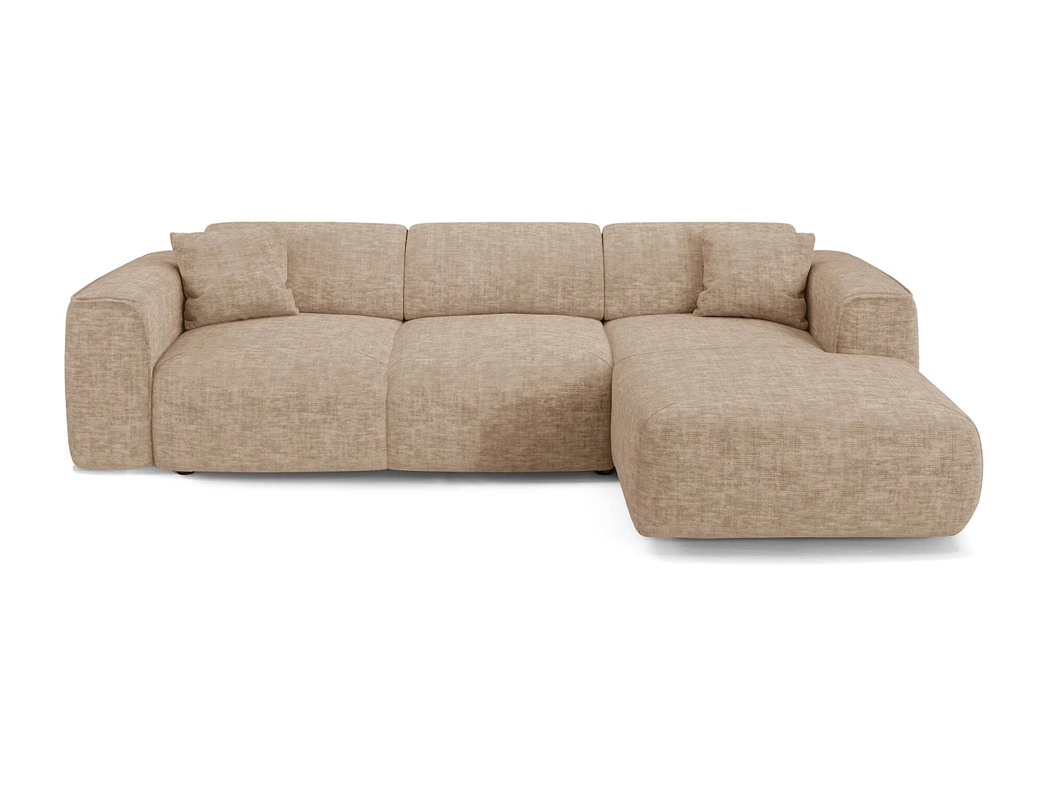 Canapé convertible angle droit 5 places velours texturé taupe YUMA