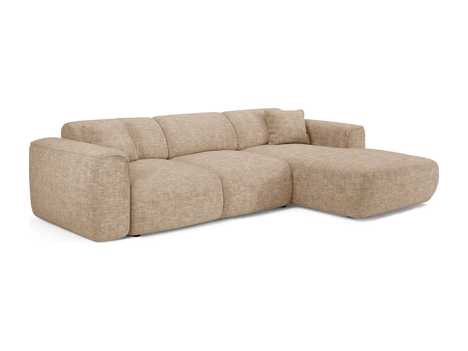 Canapé convertible angle droit 5 places velours texturé taupe YUMA