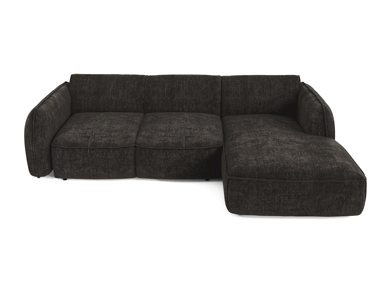 Canapé d'angle droit convertible 4 places velours tramé antracite LIVIA