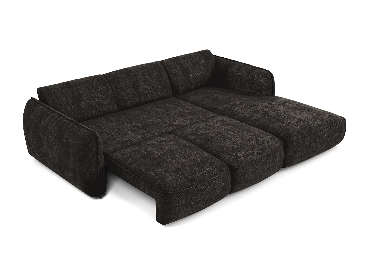 Canapé d'angle droit convertible 4 places velours tramé antracite LIVIA