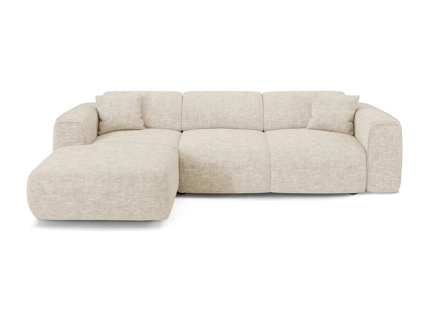 Canapé convertible angle gauche 5 places velours texturé beige YUMA