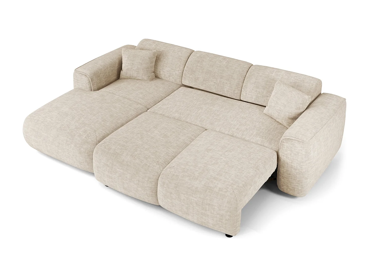 Canapé convertible angle gauche 5 places velours texturé beige YUMA