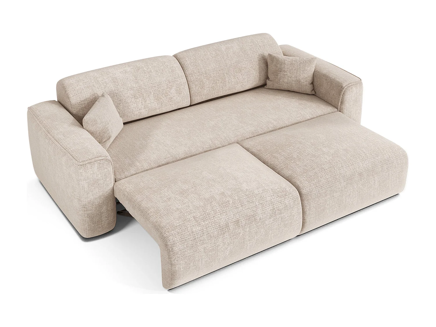 Canapé convertible 4 places velours gaufré crème YUMA