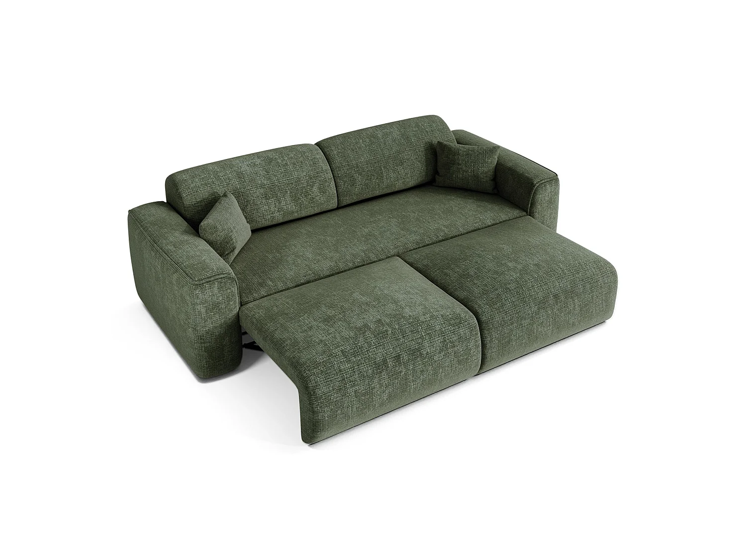 Canapé convertible 4 places en velours vert YUMA