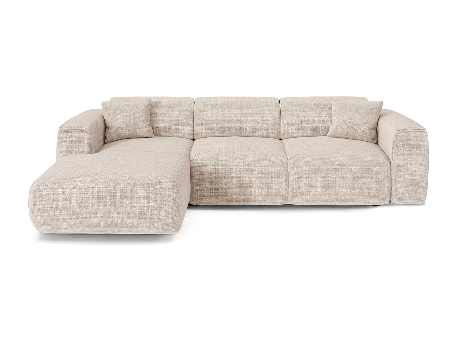 Canapé convertible angle gauche 5 places velours gaufré crème YUMA