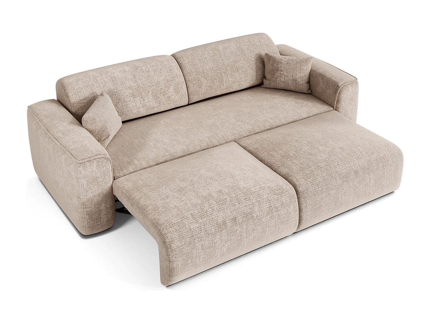 Canapé convertible 4 places velours gaufré beige YUMA
