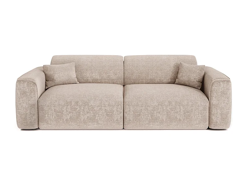 Canapé convertible 4 places velours gaufré beige YUMA