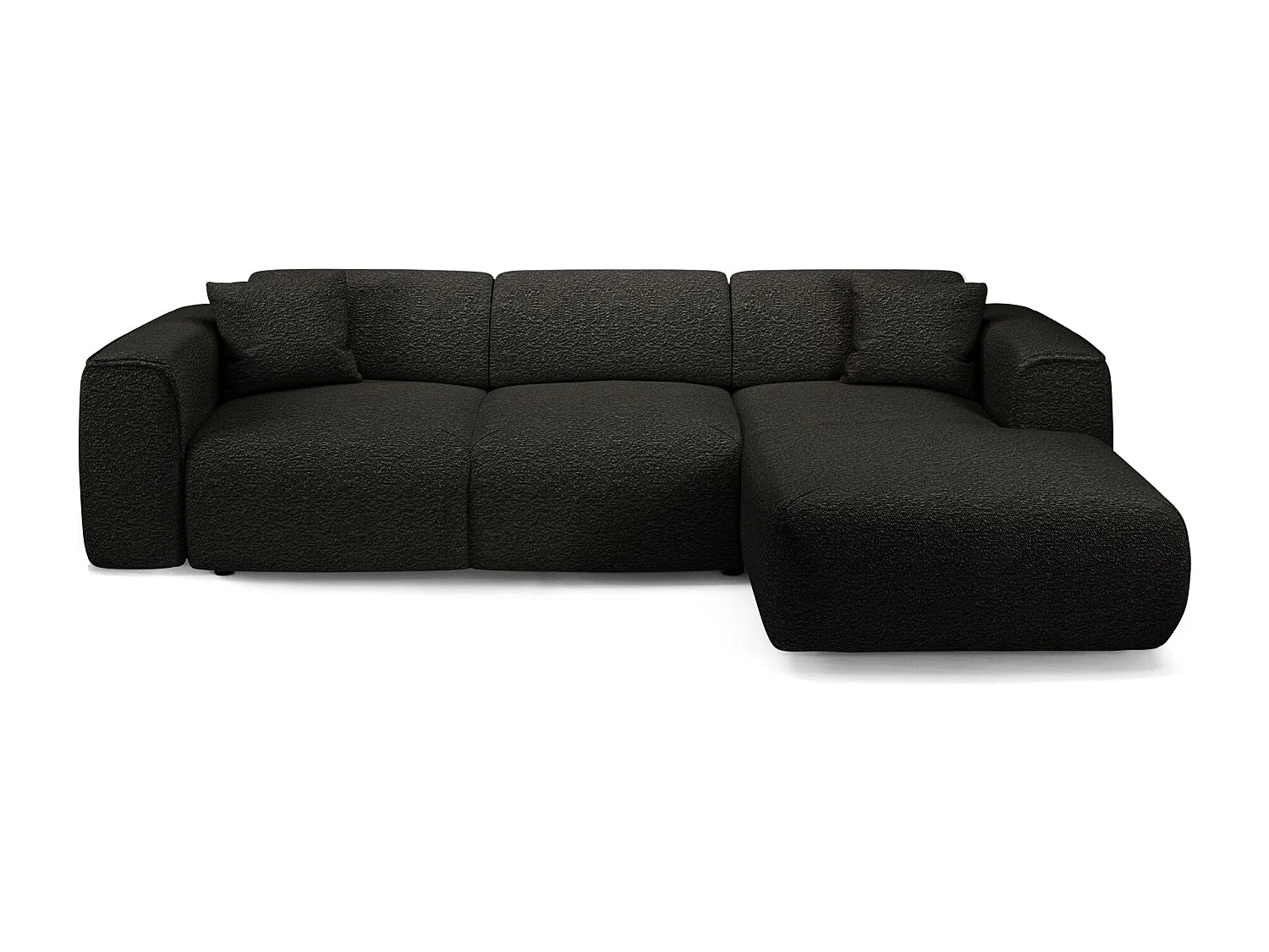 Canapé convertible angle droit 5 places bouclette noir YUMA