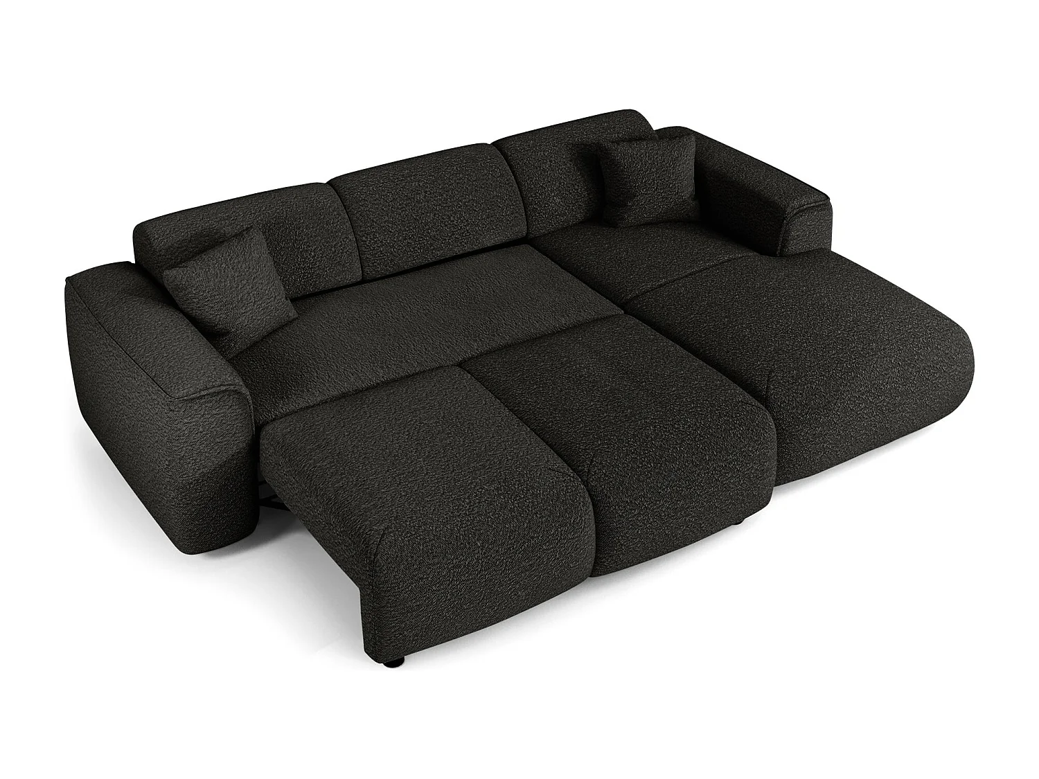 Canapé convertible angle droit 5 places bouclette noir YUMA