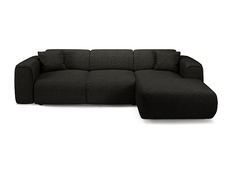 Canapé convertible angle droit 5 places bouclette noir YUMA