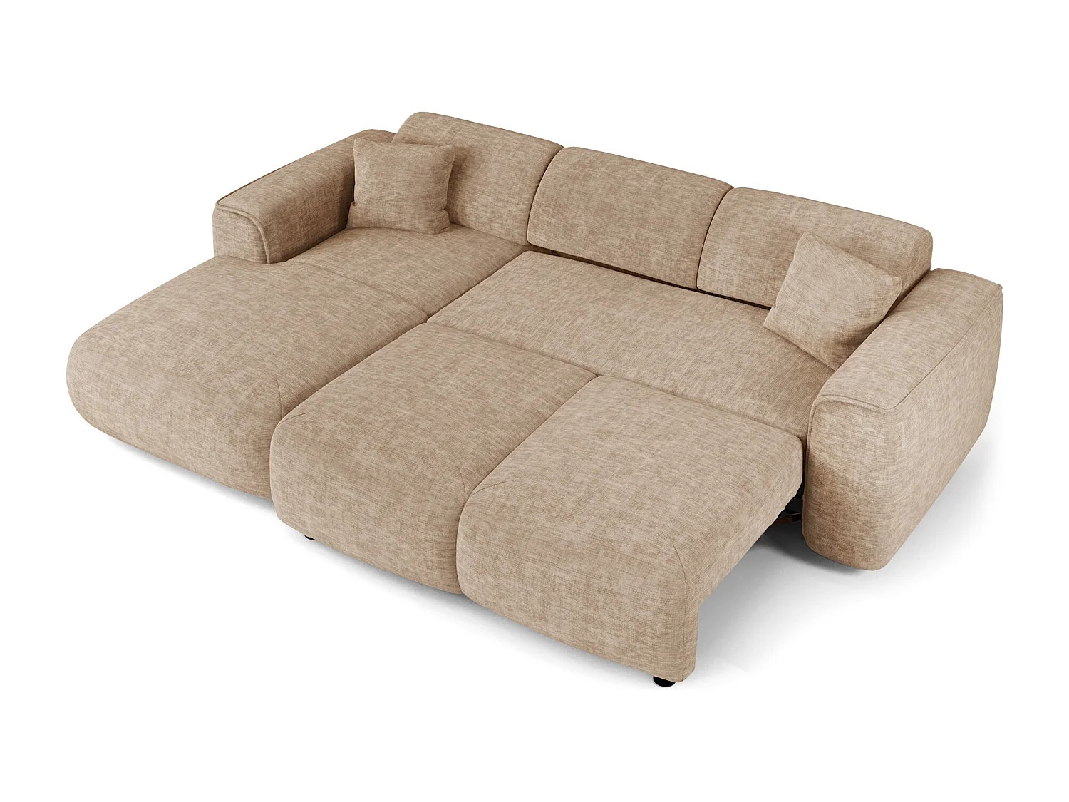Canapé convertible angle gauche 5 places velours texturé taupe YUMA