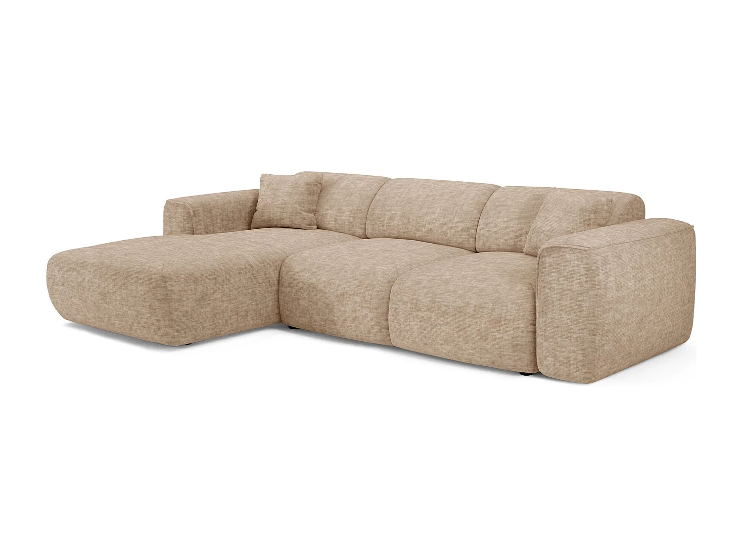 Canapé convertible angle gauche 5 places velours texturé taupe YUMA
