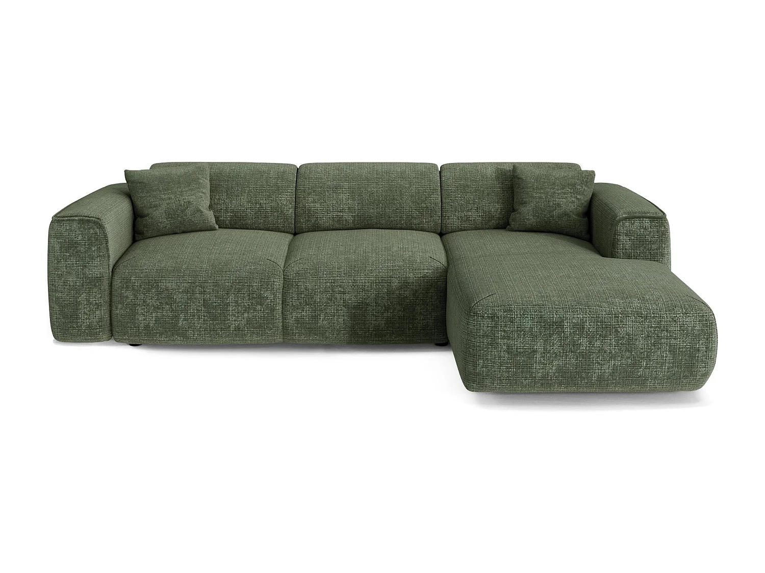 Canapé convertible angle droit 5 places velours gaufré vert émeraude YUMA