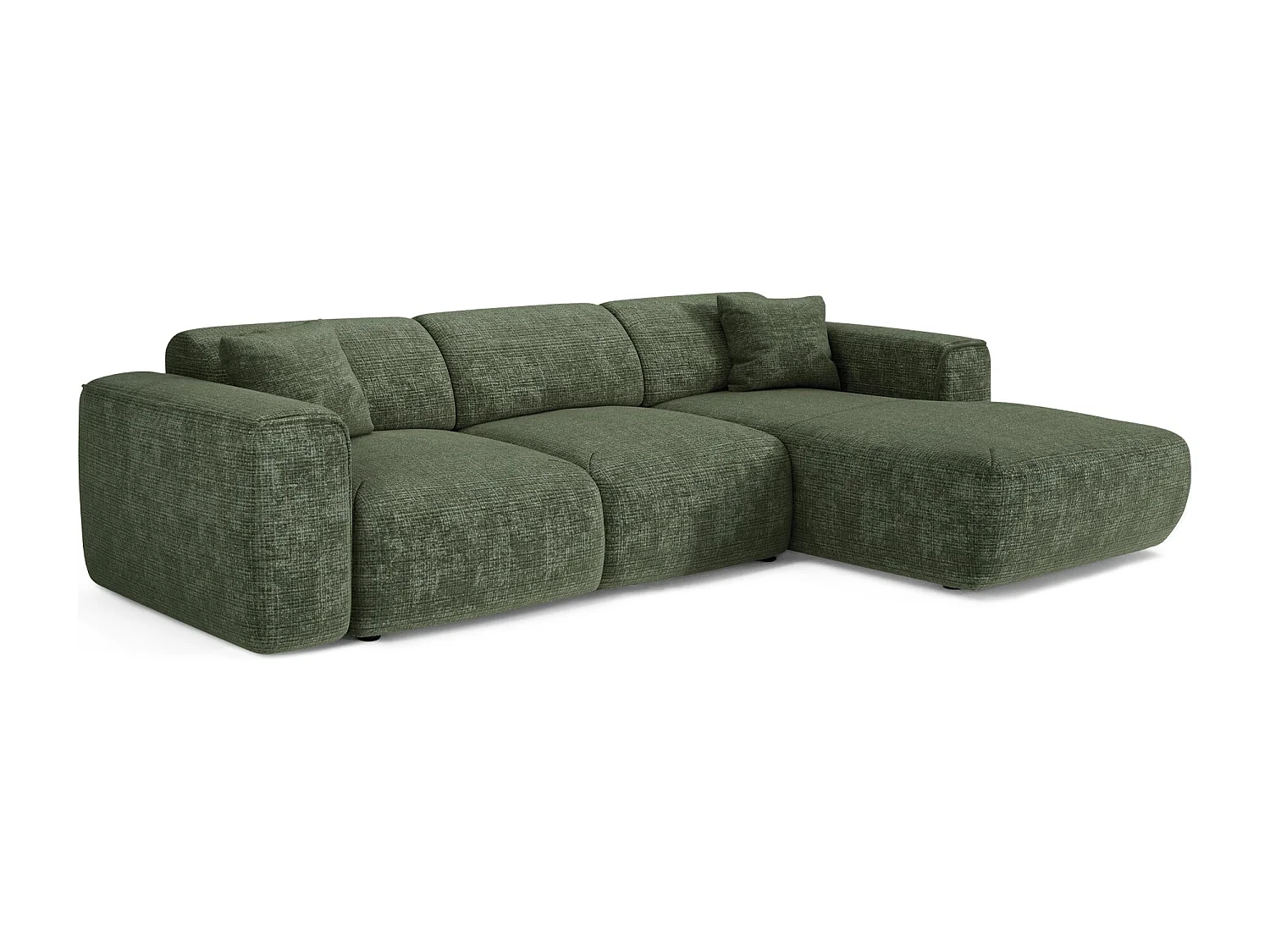 Canapé convertible angle droit 5 places velours gaufré vert émeraude YUMA