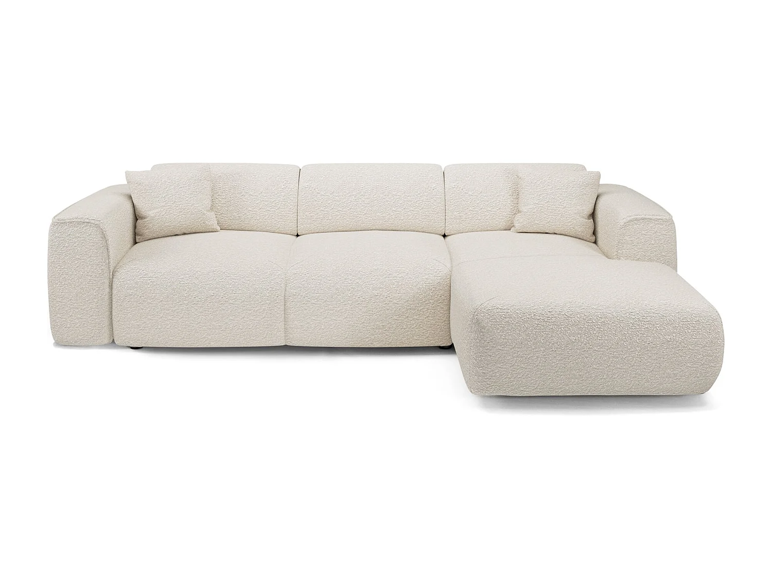 Canapé convertible angle droit 5 places bouclette crème YUMA