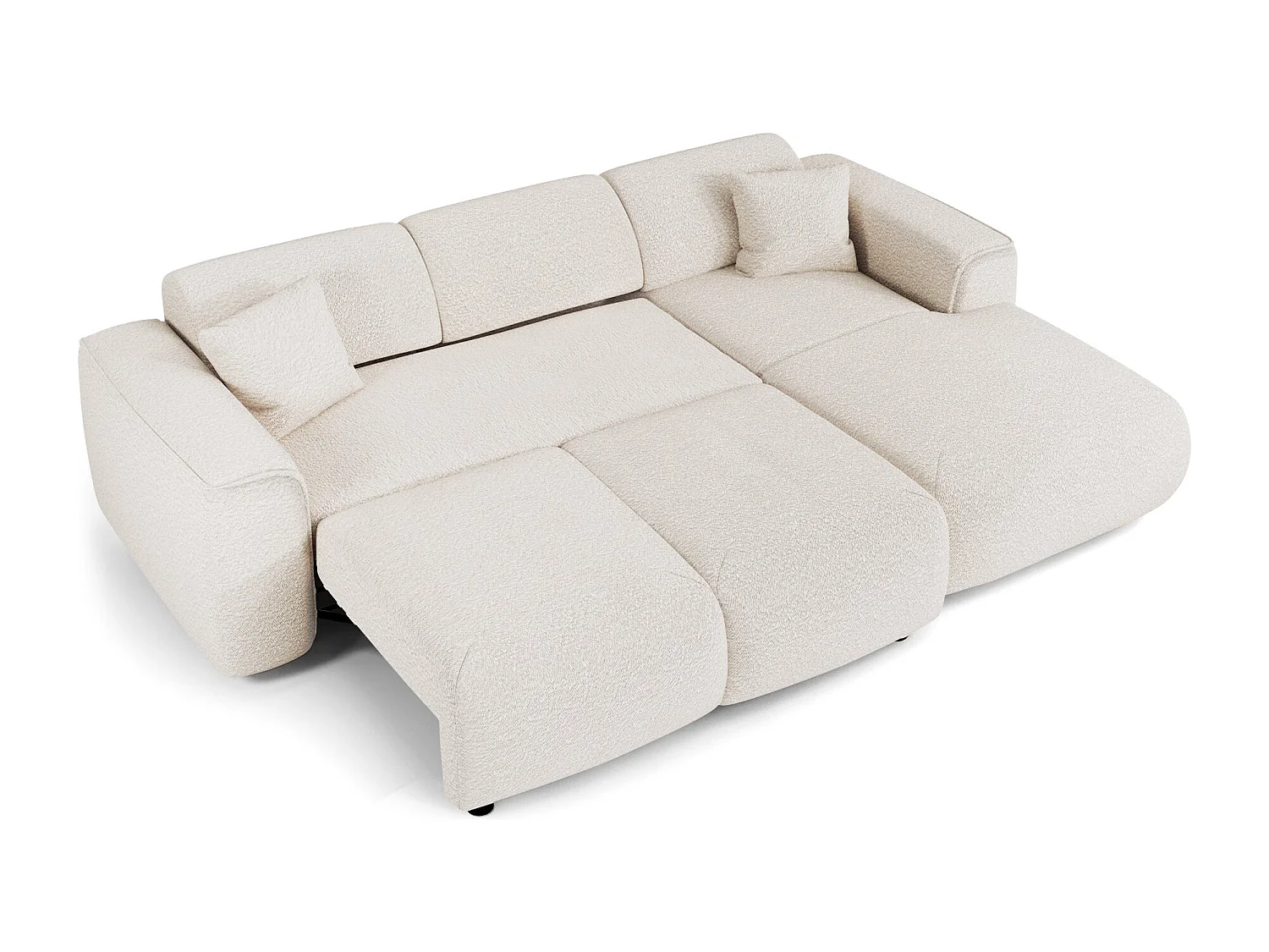 Canapé convertible angle droit 5 places bouclette crème YUMA