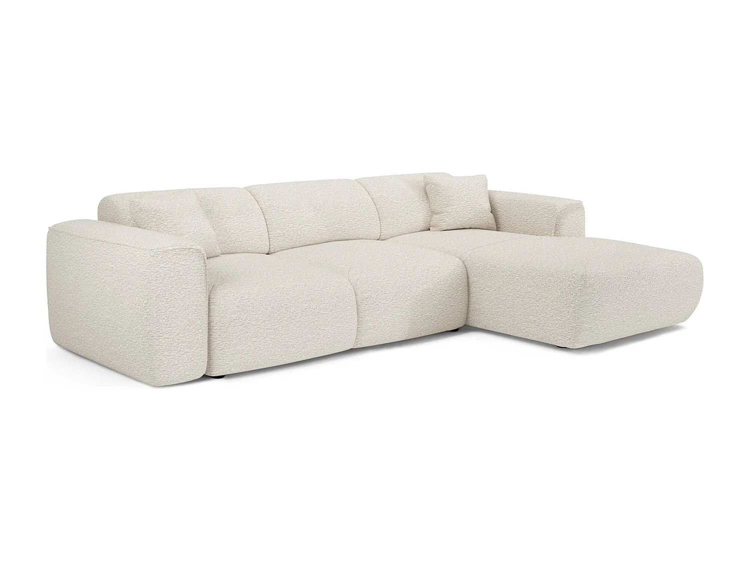 Canapé convertible angle droit 5 places bouclette crème YUMA