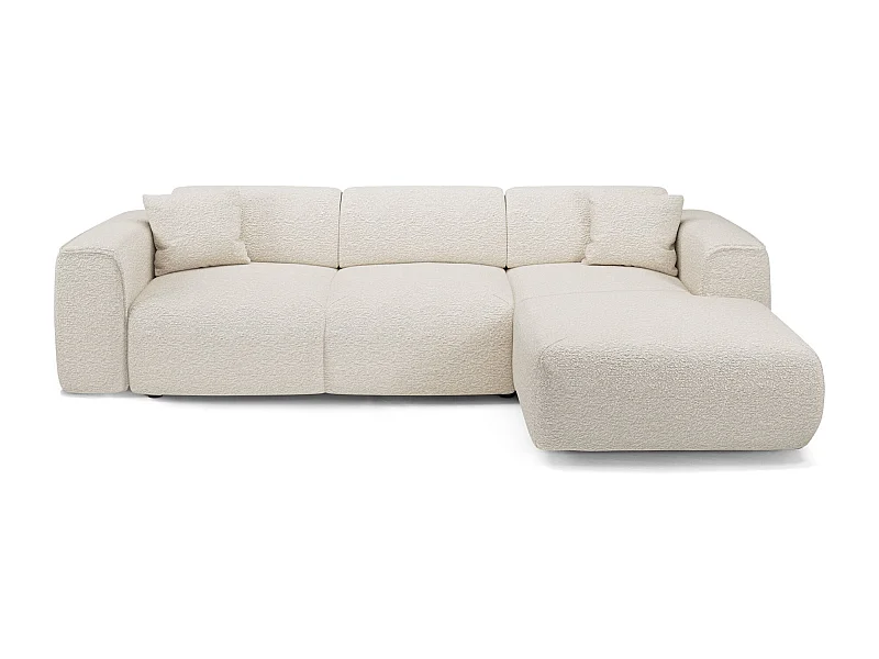 Canapé convertible angle droit 5 places bouclette crème YUMA