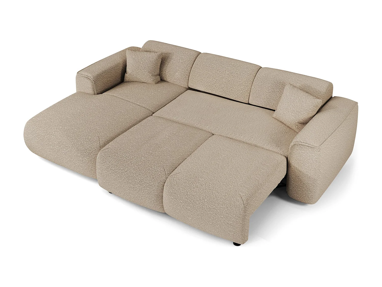 Canapé convertible angle gauche 5 places bouclette taupe YUMA