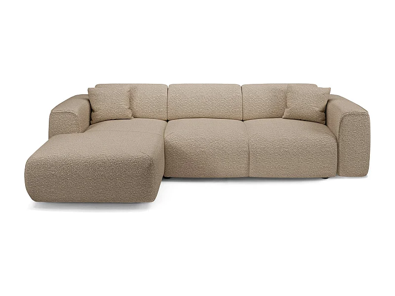 Canapé convertible angle gauche 5 places bouclette taupe YUMA