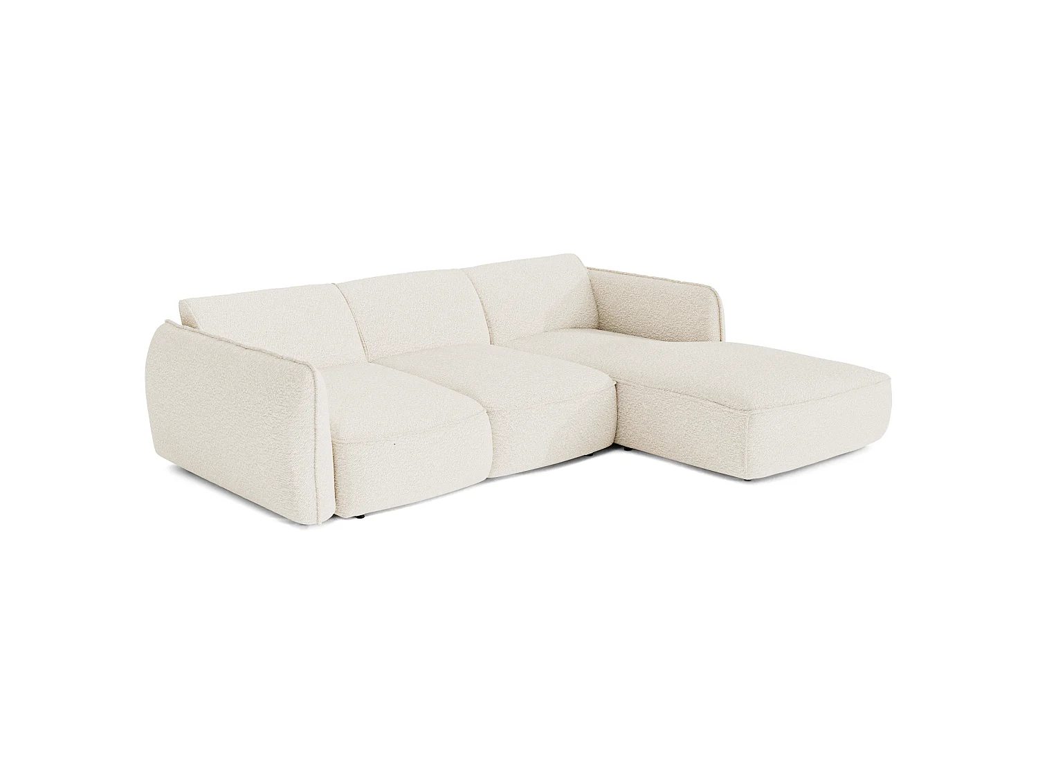 Canapé d'angle droit convertible 4 places en tissu bouclette vert LIVIA