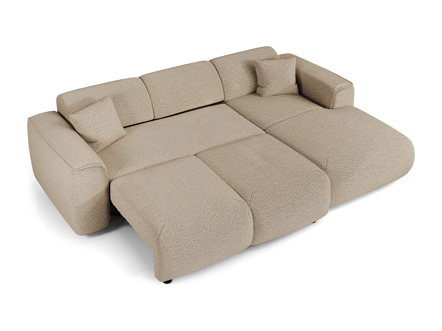 Canapé convertible angle droit 5 places bouclette taupe YUMA