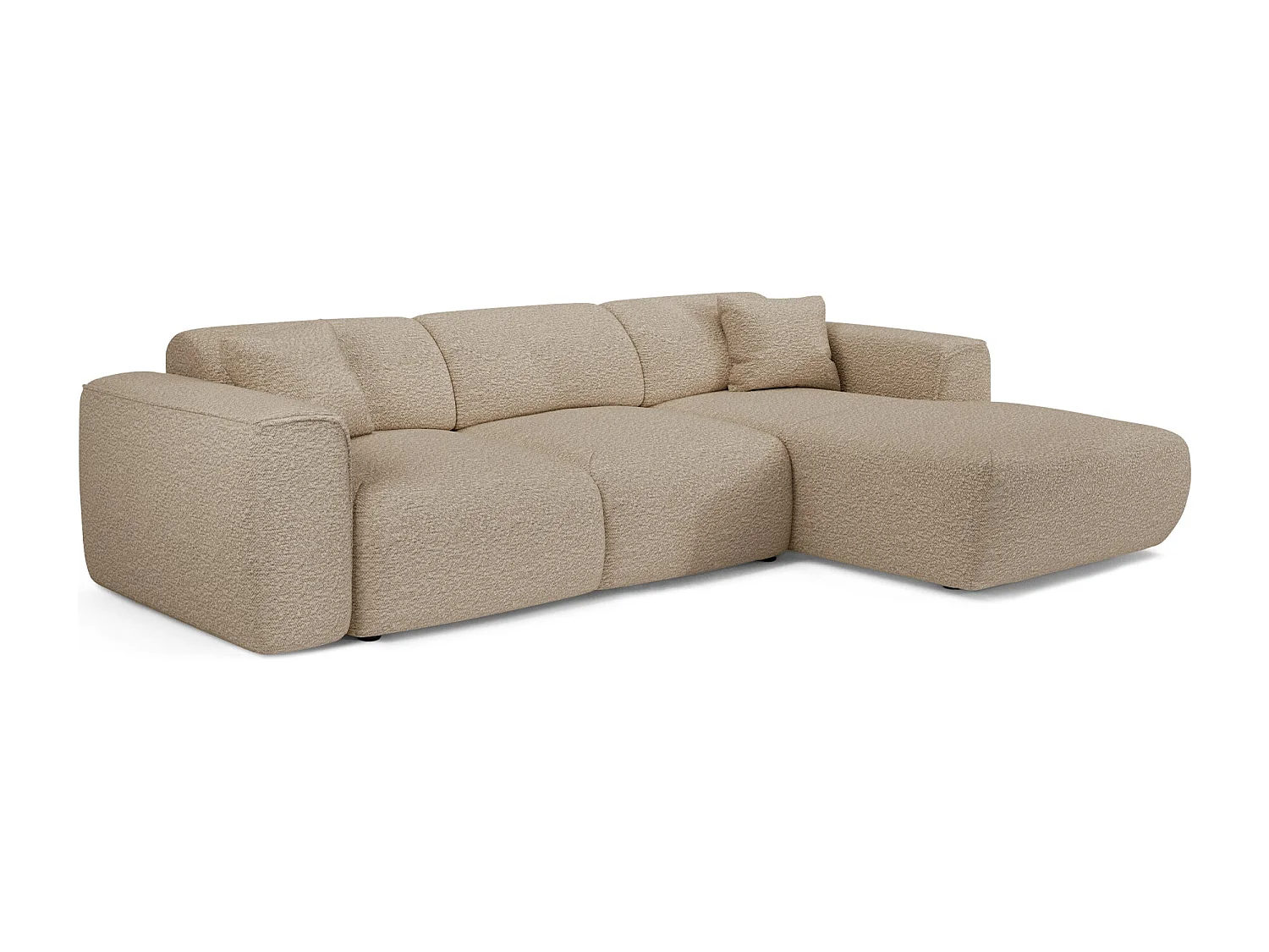 Canapé convertible angle droit 5 places bouclette taupe YUMA