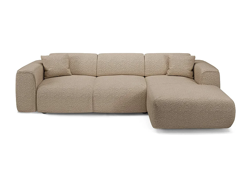 Canapé convertible angle droit 5 places bouclette taupe YUMA