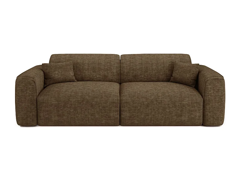 Canapé convertible 4 places velours texturé brun expresso YUMA