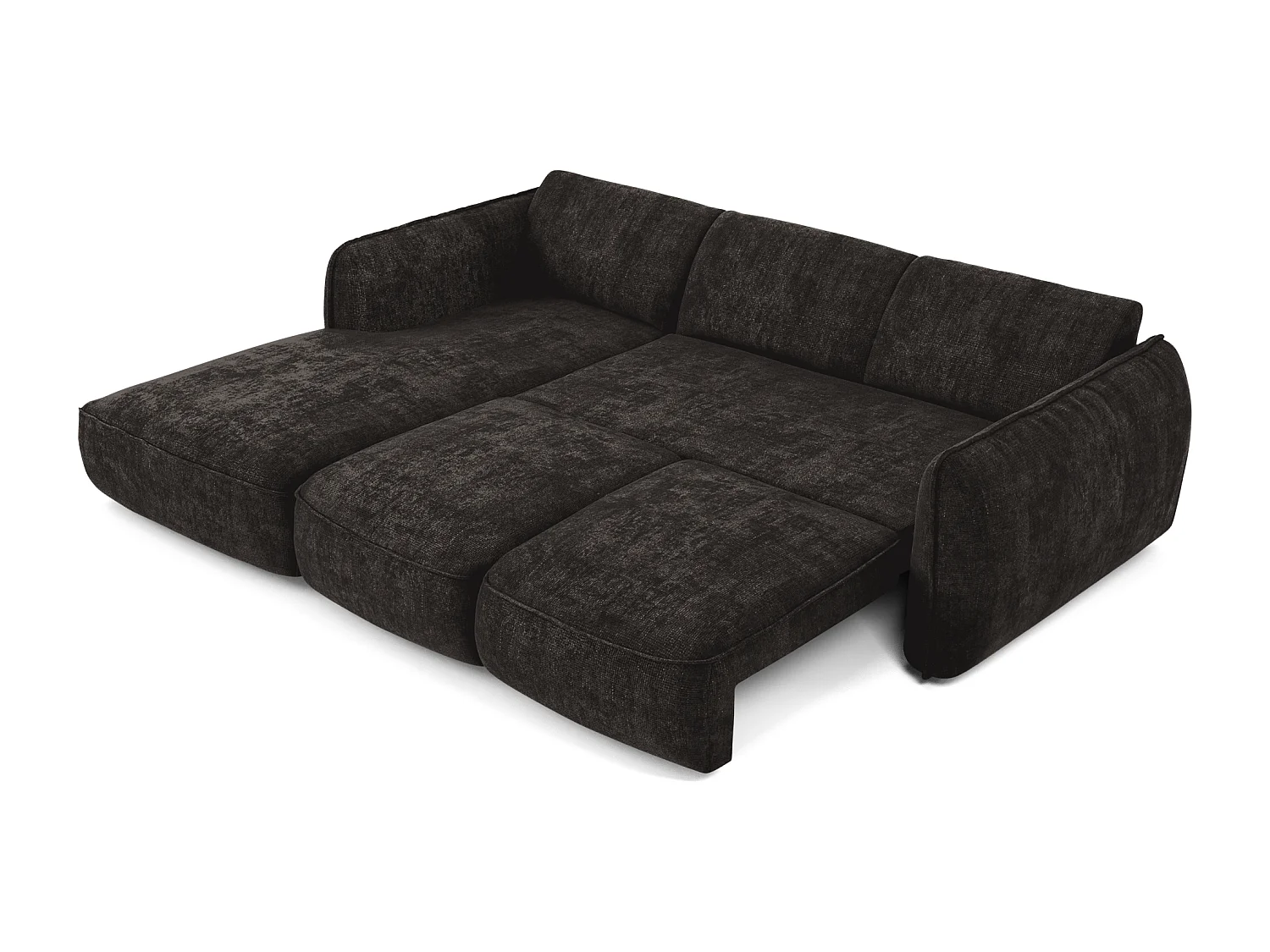 Canapé d'angle gauche convertible 4 places velours tramé antracite LIVIA