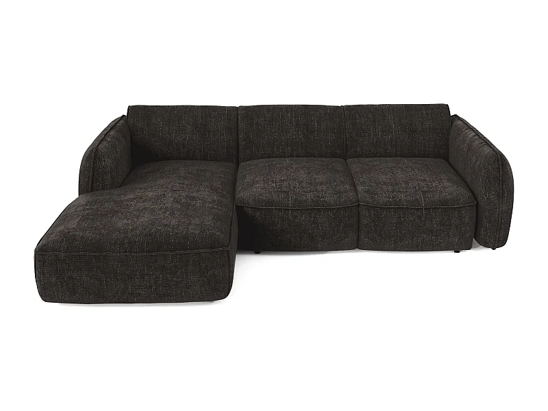 Canapé d'angle gauche convertible 4 places velours tramé antracite LIVIA