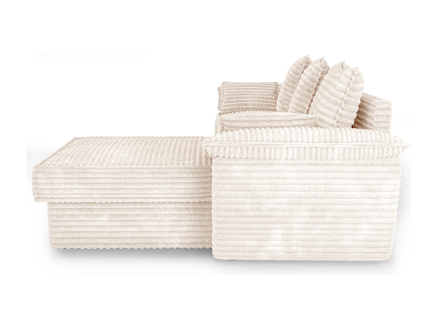 Canapé d'angle droit convertible velours côtelé XXL crème 257cm SASHA