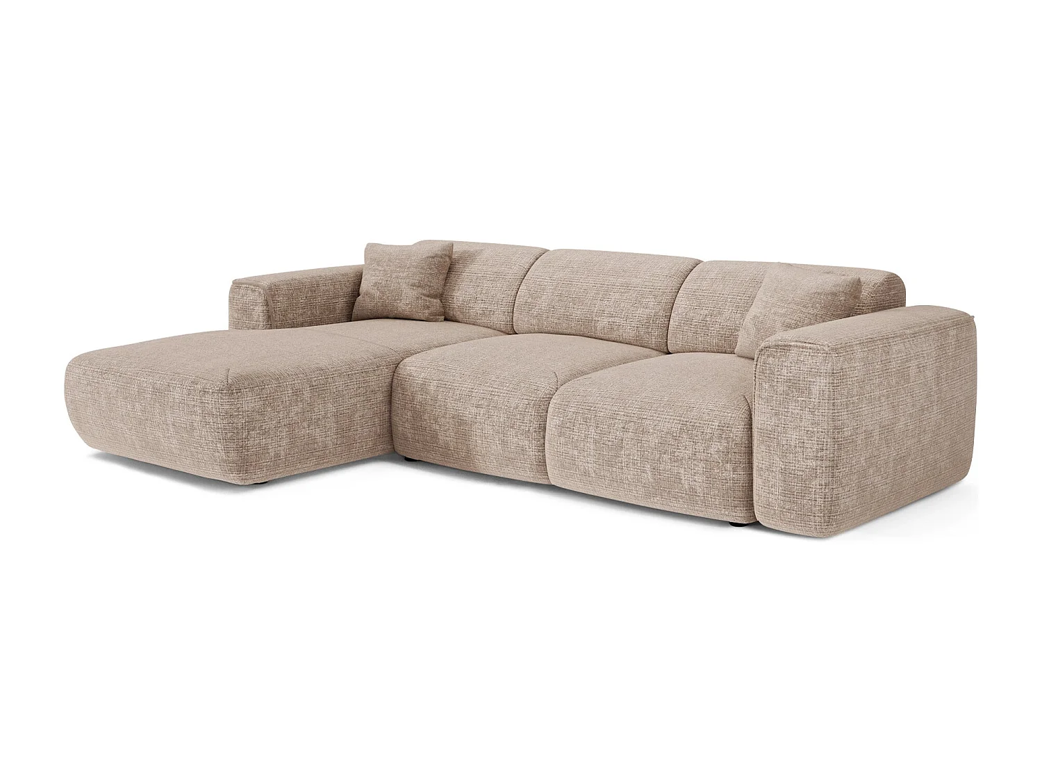 Canapé convertible angle gauche 5 places velours gaufré beige YUMA