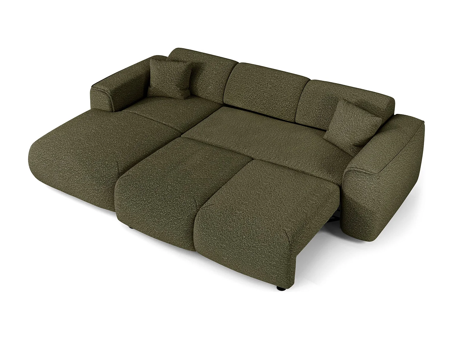Canapé convertible angle gauche 5 places bouclette vert olive YUMA