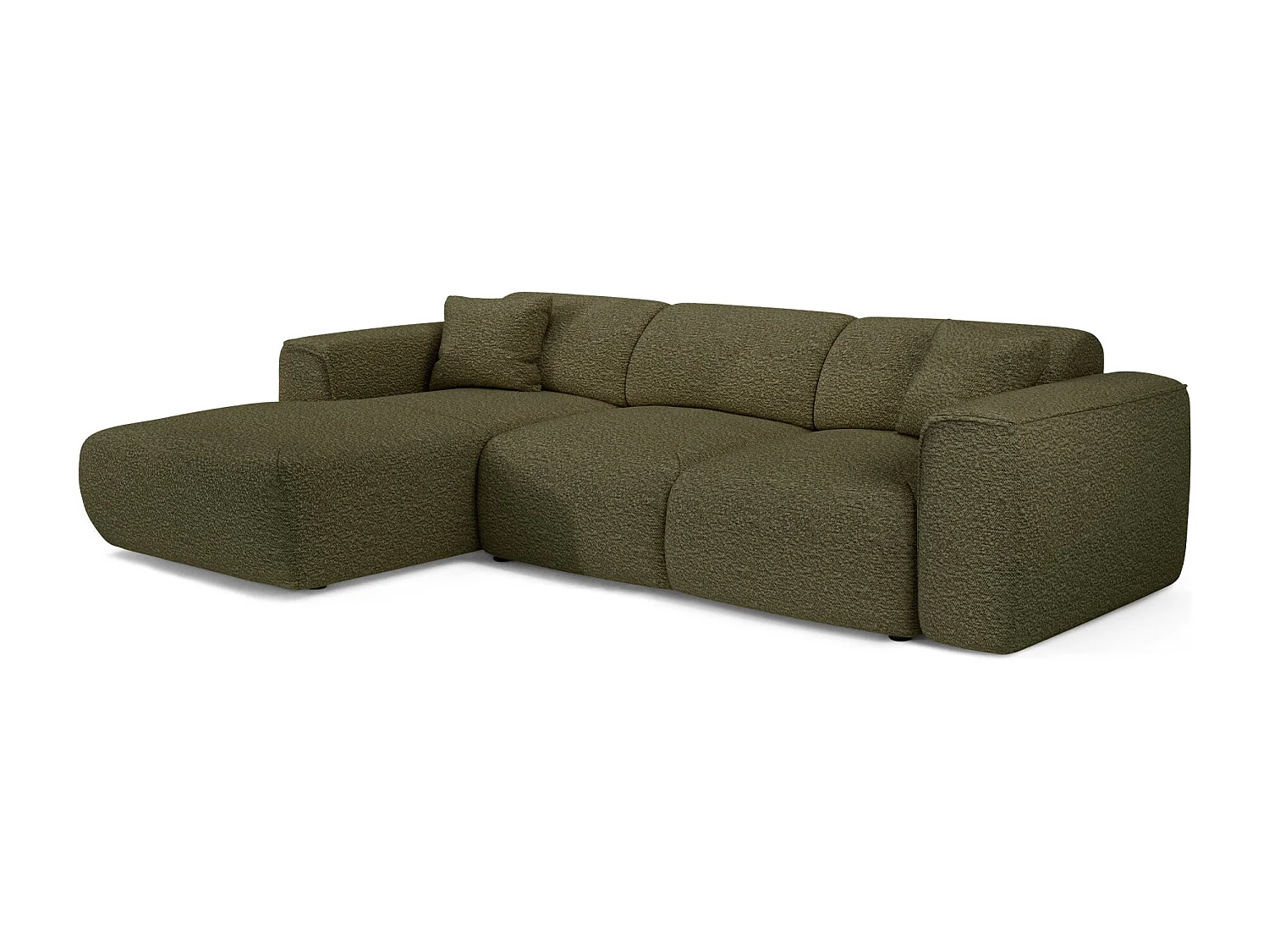 Canapé convertible angle gauche 5 places bouclette vert olive YUMA