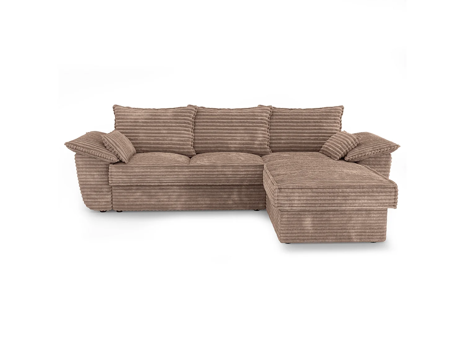 Canapé d'angle droit convertible velours côtelé XXL taupe 257cm SASHA