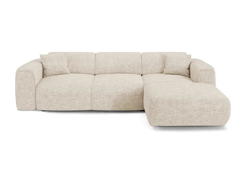 Canapé convertible angle droit 5 places velours texturé beige YUMA