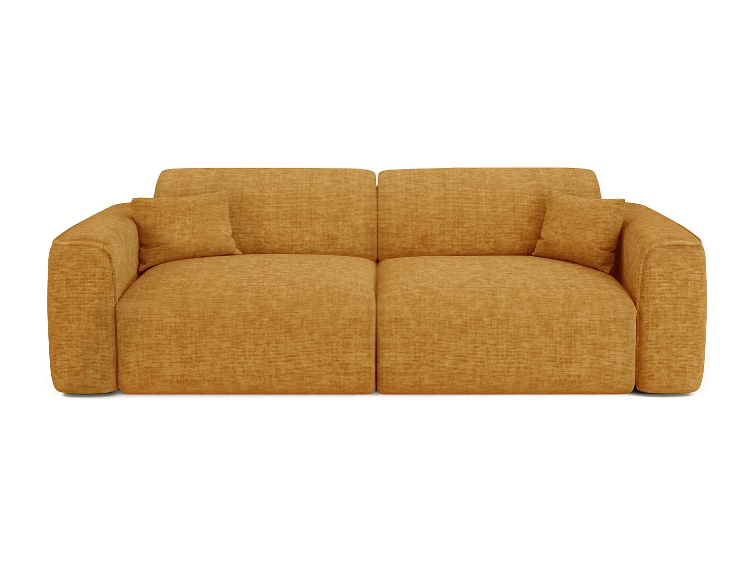 Canapé convertible 4 places velours texturé moutarde YUMA