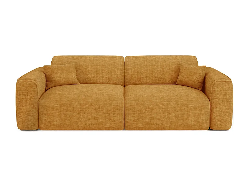 Canapé convertible 4 places velours texturé moutarde YUMA