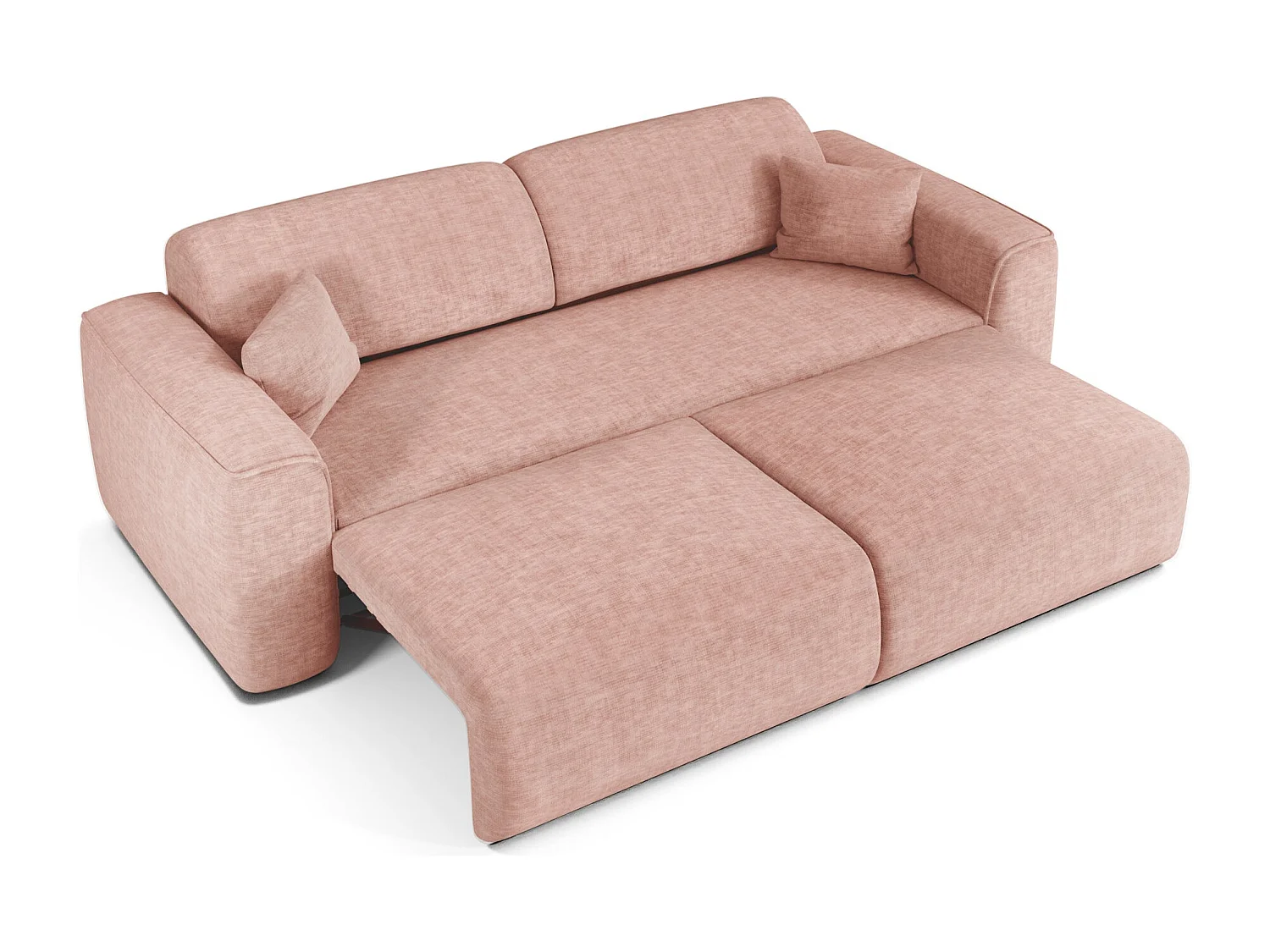 Canapé convertible 4 places velours texturé rose vintage YUMA