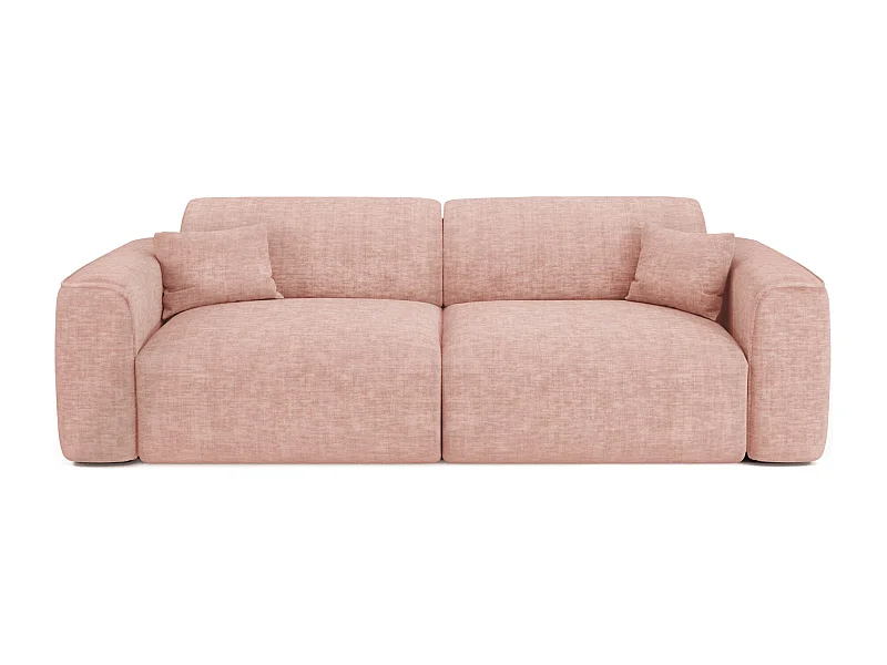 Canapé convertible 4 places velours texturé rose vintage YUMA