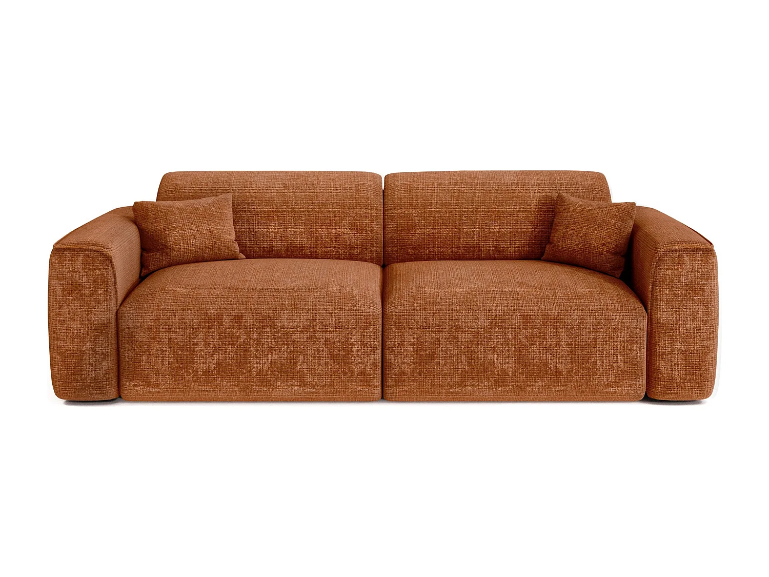 Canapé convertible 4 places velours gaufré terracotta YUMA