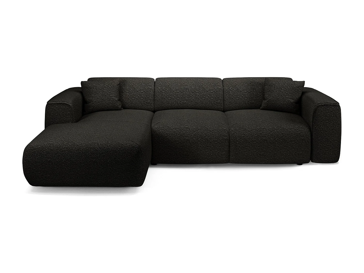 Canapé convertible angle gauche 5 places bouclette noir YUMA