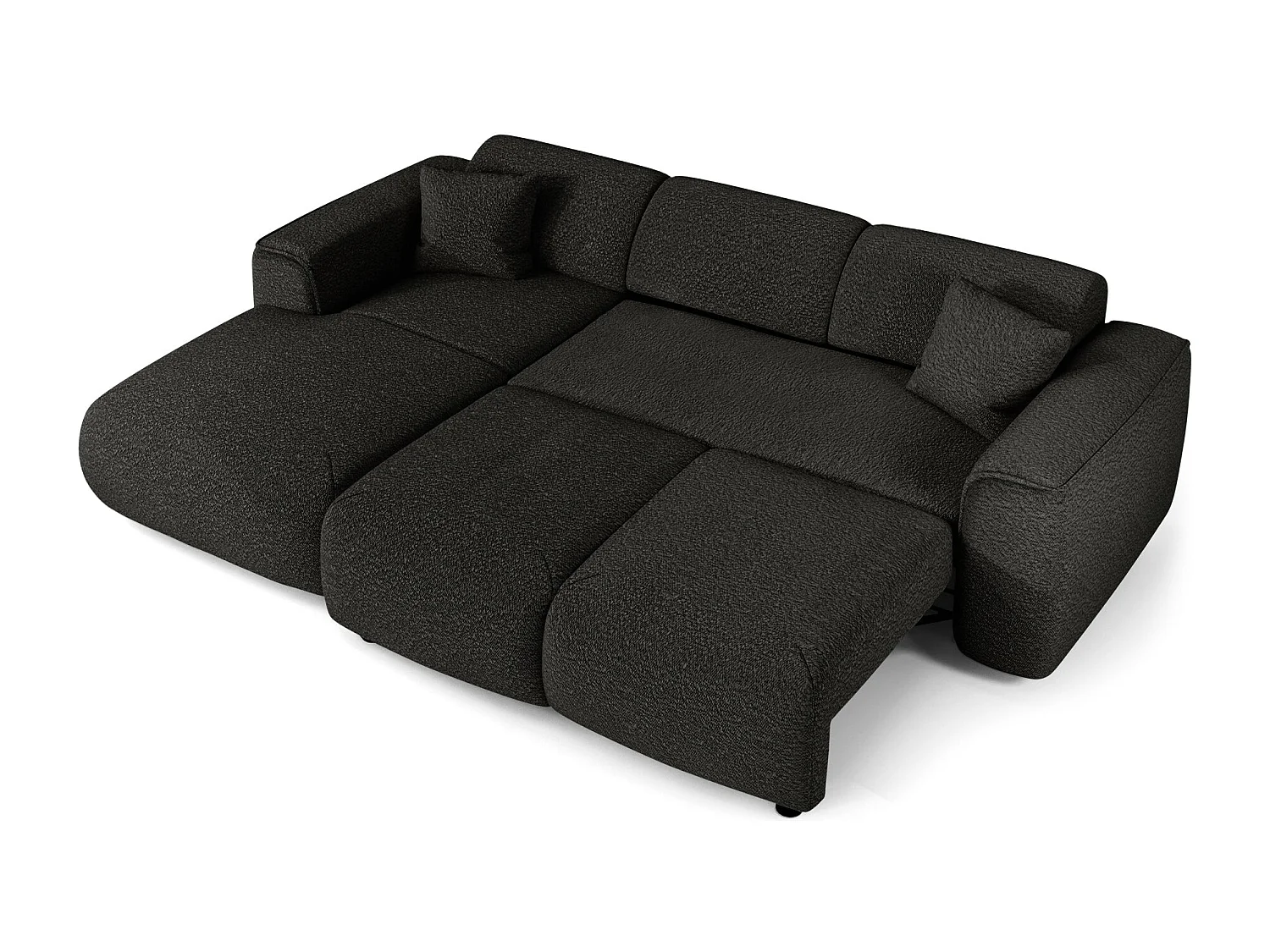 Canapé convertible angle gauche 5 places bouclette noir YUMA