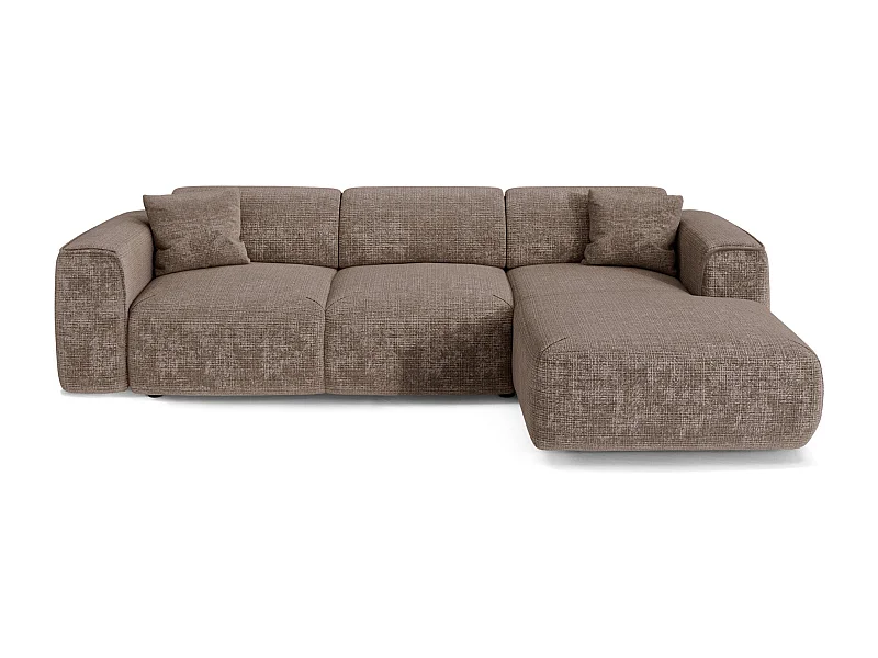 Canapé convertible angle droit 5 places velours gaufré taupe YUMA